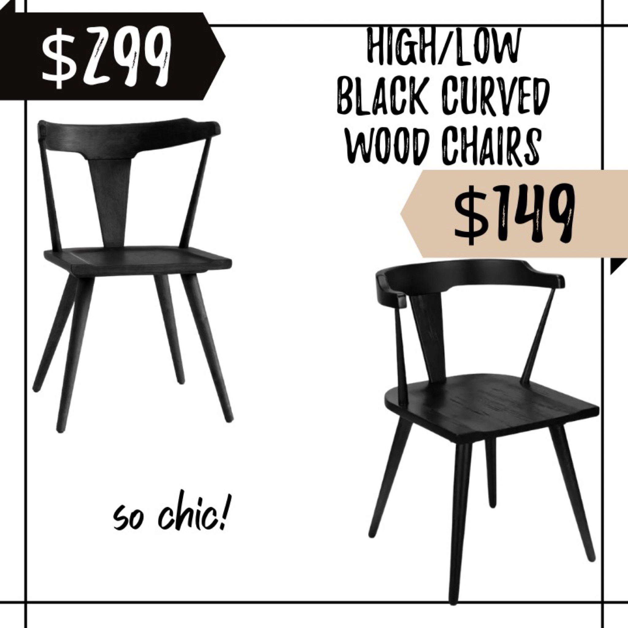 These gorgeous black curved wood dining chairs are so chic. These two options are similar, too, giving you a great save or splurge option. 

#LTKhome #LTKsalealert #LTKFind