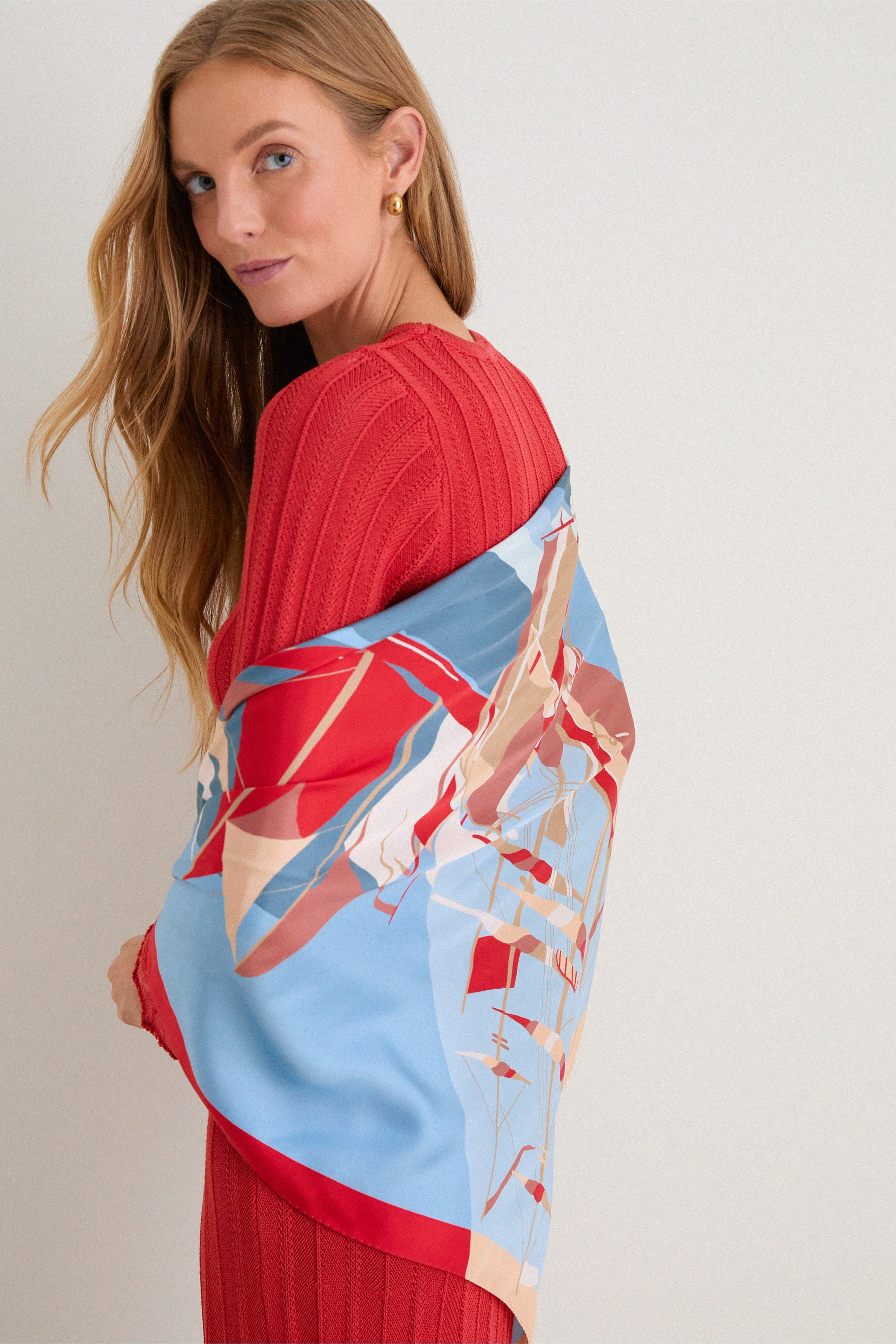 80s Sailboats Medium Silk Scarf | Tuckernuck (US)