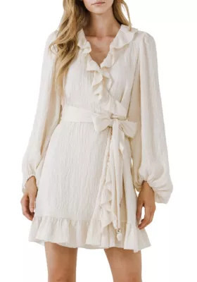 Free The Roses Women's Ruffled Wrap Dress, Ivory, Small | Belk