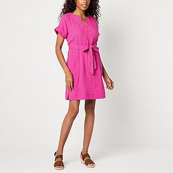 St. John's Bay Womens Short Sleeve Shift Dress | JCPenney