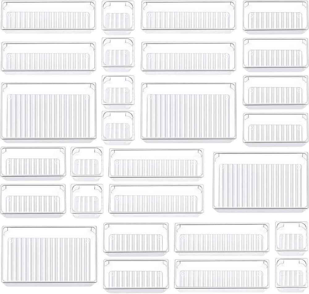 Kootek 28 Pcs Drawer Organizer Set, 4-Size Bathroom Drawer Organizers Makeup Trays Vanity Desk Di... | Amazon (US)