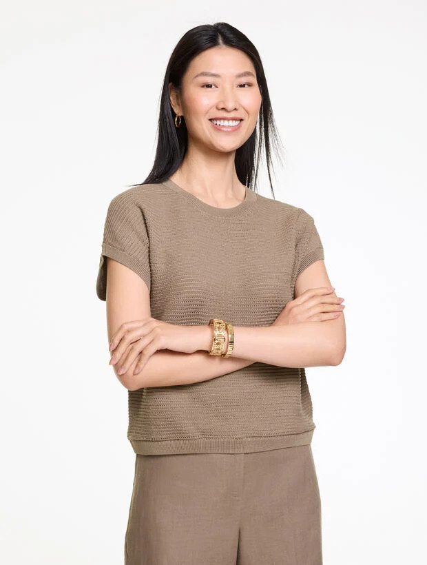 Extended Shoulder Crewneck Sweater | Talbots