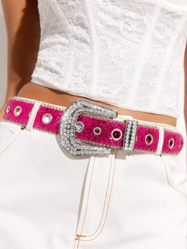 SHEIN BAE Rose Sequin & Rhinestone Decor Waist Belt Party | SHEIN USA | SHEIN