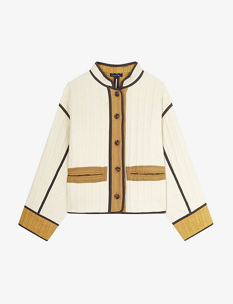 SOEUR Patchouli contrast-piping cotton jacket | Selfridges