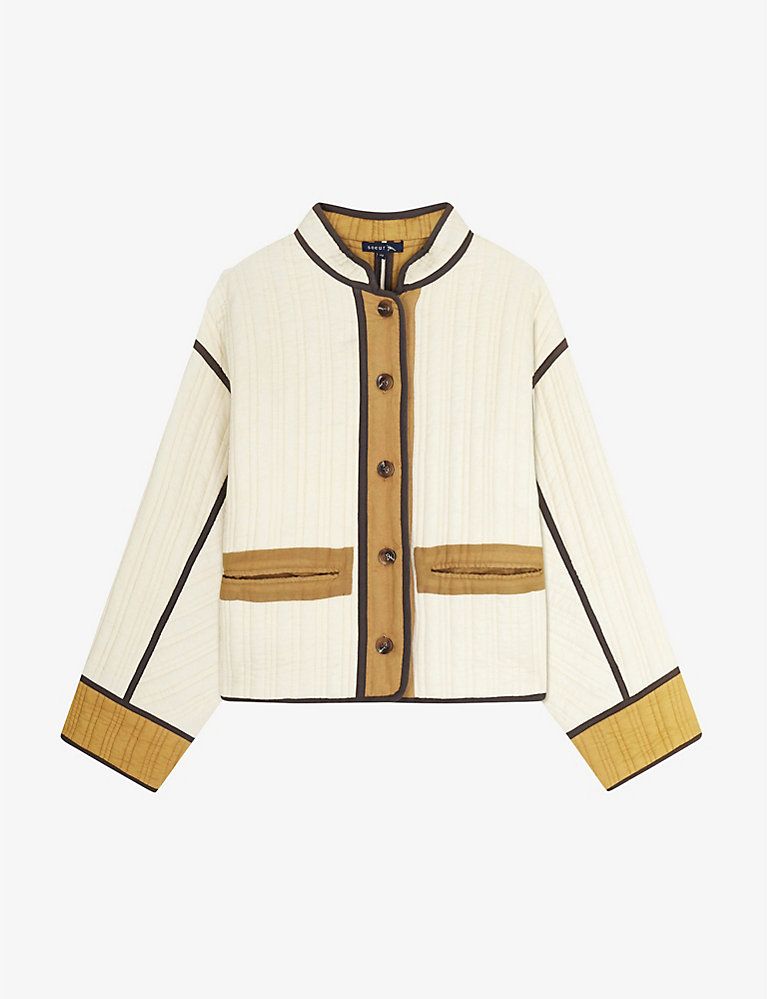 SOEUR Patchouli contrast-piping cotton jacket | Selfridges