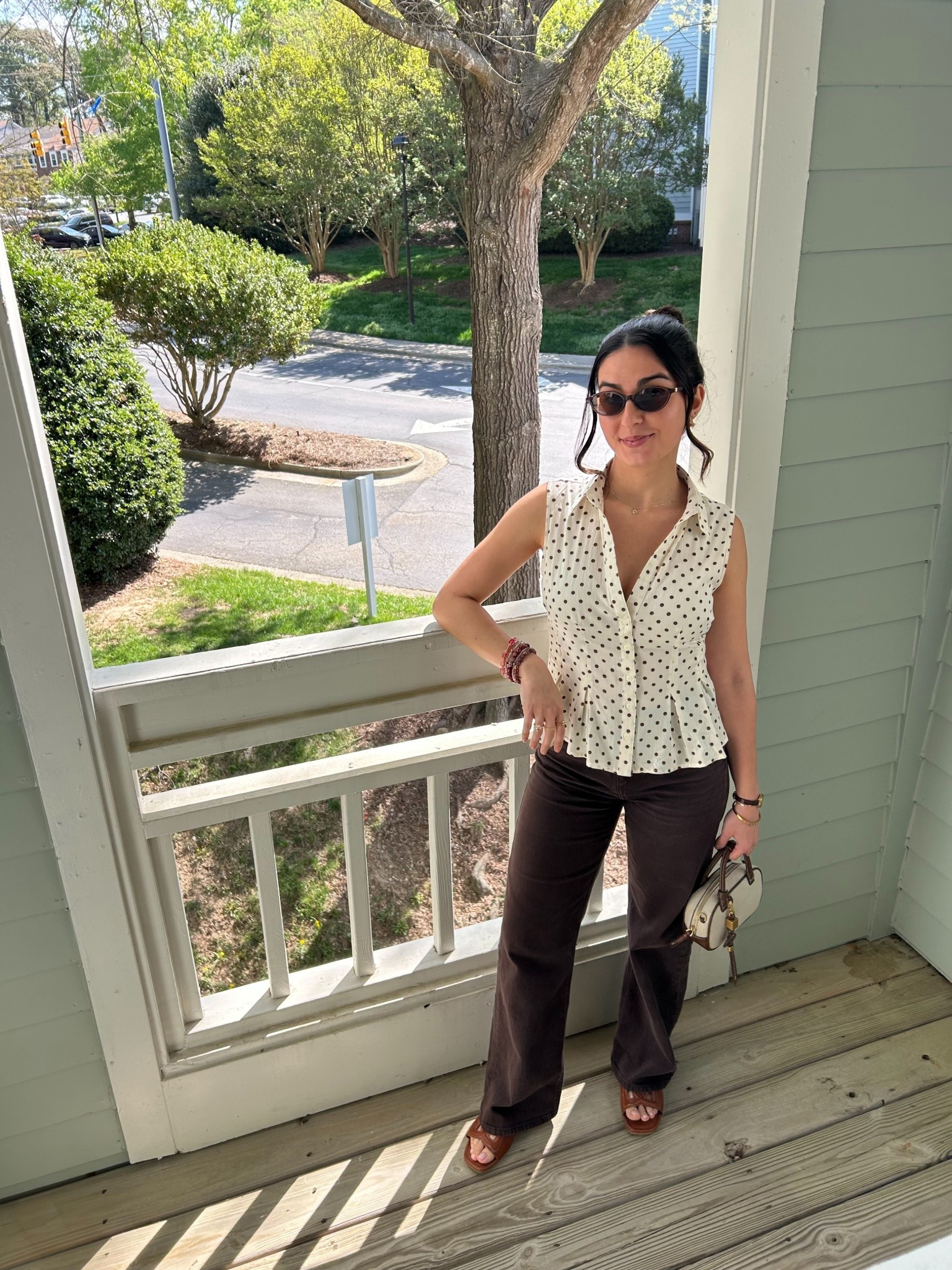 ootd 

Top is hellbent raleigh nc 

#ootd #polkadots #brown #spring 

#LTKootd #LTKgrwm #LTKWorkwear