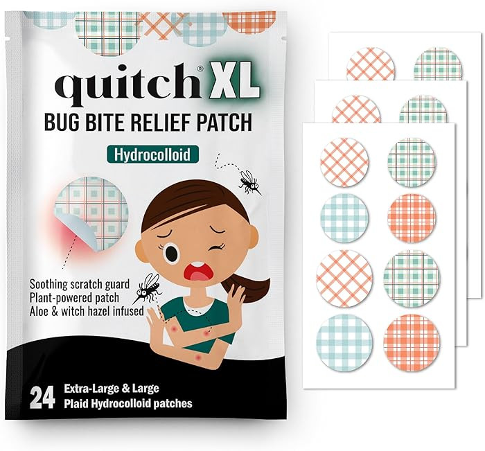 quitch XL Plaid Bug Bite Itch Relief Patch Kids, Bug Bite Patch, Summer Travel Essentials, Mosqui... | Amazon (US)