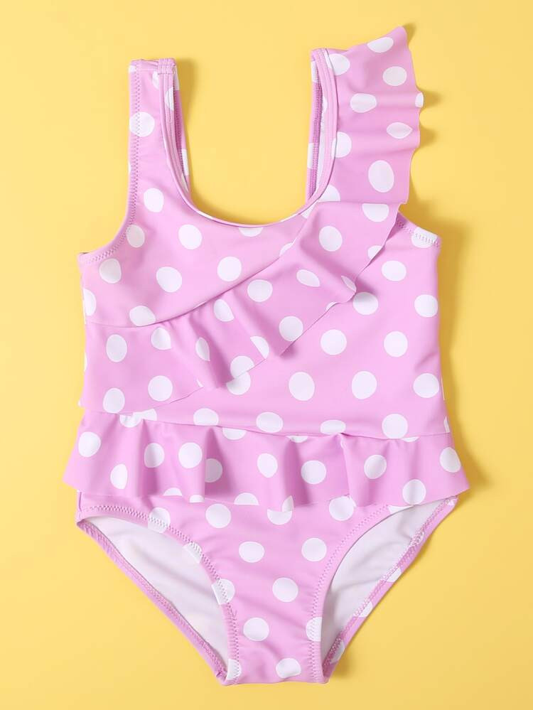 Toddler Girls Polka Dot Ruffle One Piece Swimsuit | SHEIN