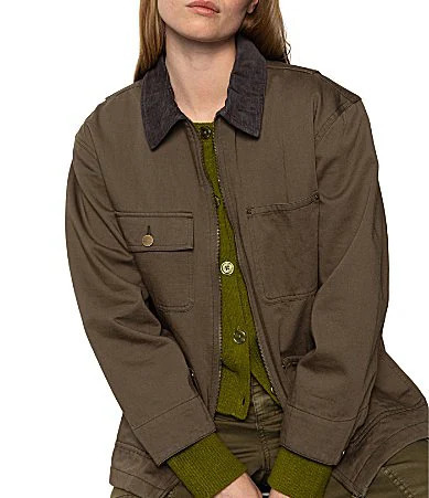 Sanctuary Spread Corduroy Collar Long Sleeve Barn Jacket - S | Dillard's