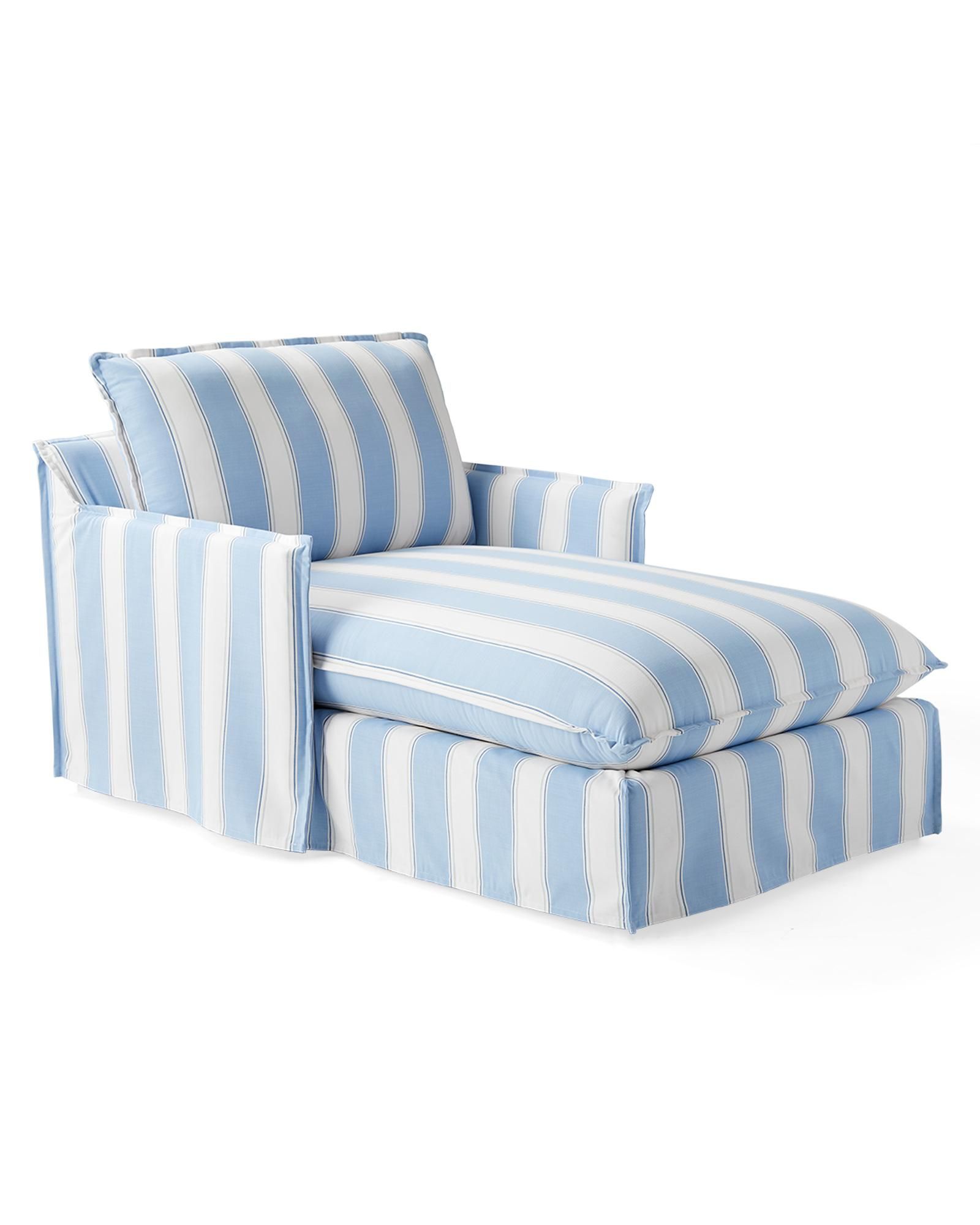 Sundial Wide Chaise - Hydrangea Port Stripe | Serena and Lily
