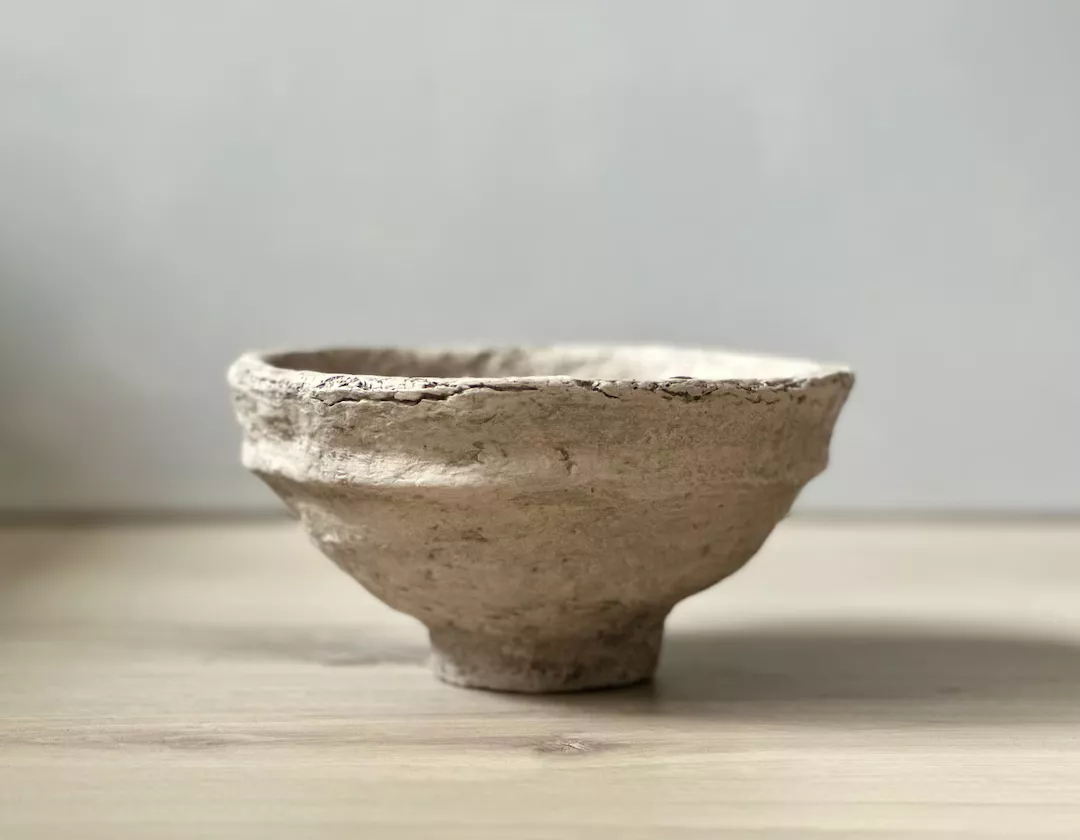 Paper Mache Bowl Organic Paper Mache Pot Wabi Sabi Vessel 