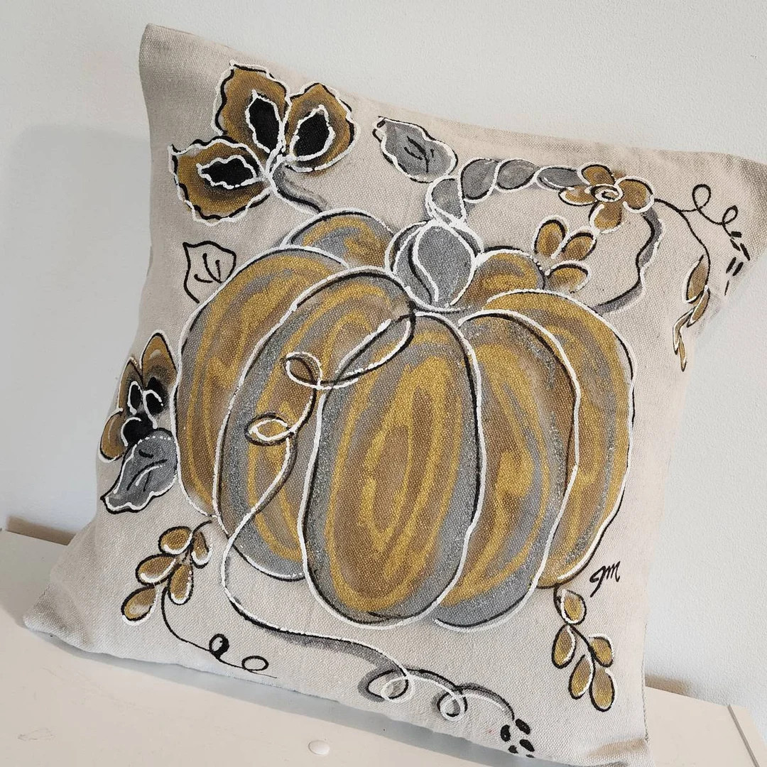 Gold Silver Shimmer Pumpkin Pillow Cover - Etsy | Etsy (US)