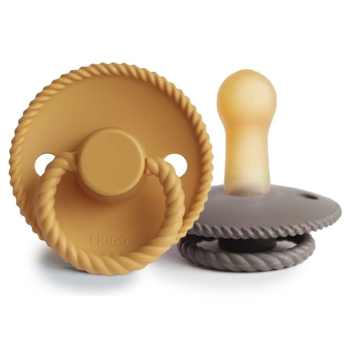 FRIGG Rope Natural Rubber Baby Pacifier | Made in Denmark | BPA-Free (Honey Gold/Portobello, 6-18... | Amazon (US)