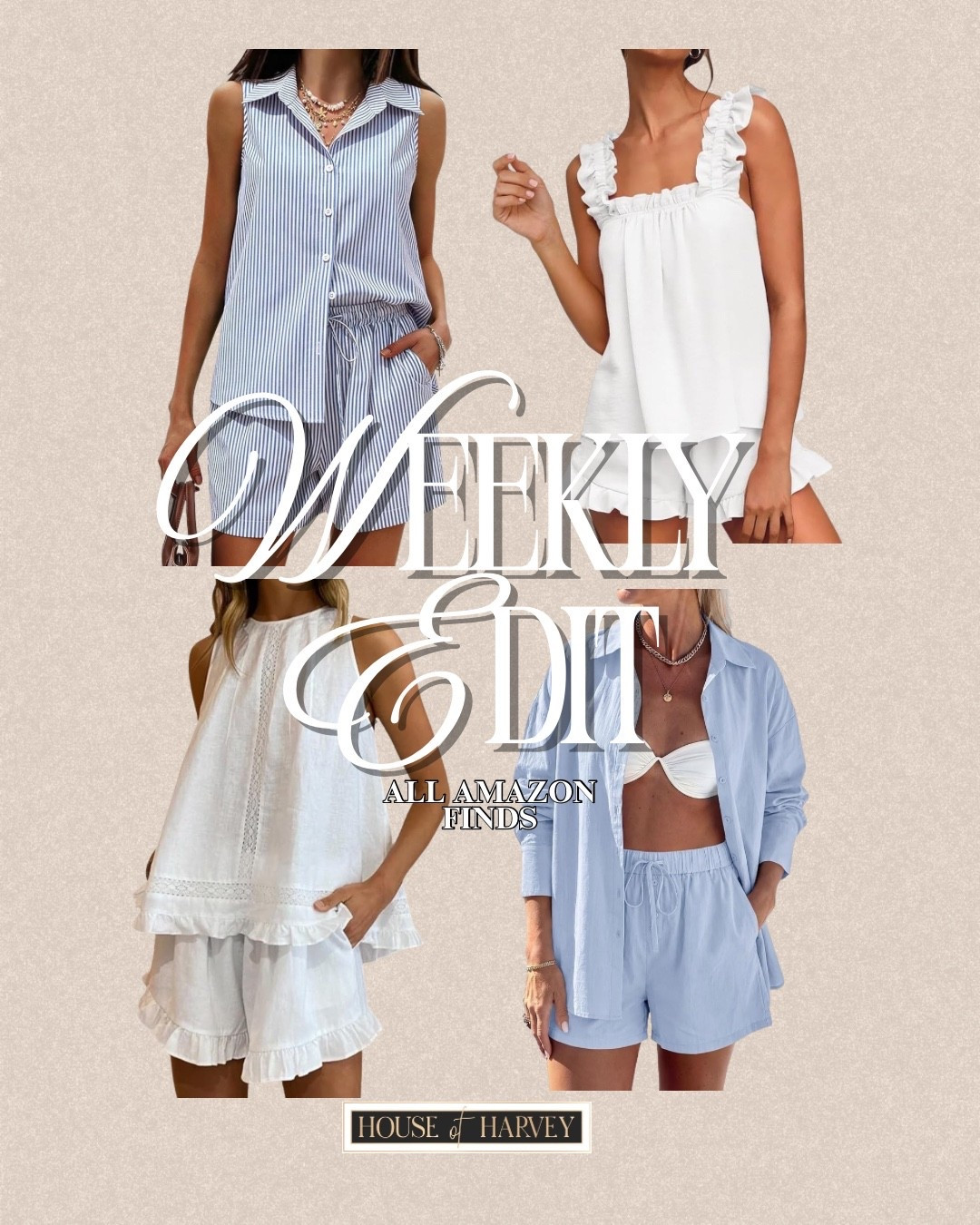 WEEKLY EDIT-this week it's all about softer layers, woven textures, and easy pieces that feel relaxed in the best way. Lightweight knits, easy denim, and simple outfit formulas feel right for coffee walks, salty air, and slower summer evenings. I found some amazing pieces all from Amazon that are under $100 and embody this style vibe! All of these short sets are so chic. Linked⬆️

#Itkcreator #Itkfinds #Itkwatchnow #summer #summerfashion #summeroutfits #nantucket #amazon #amazonfinds

#LTKgrwm #LTKootd #LTKSeasonal