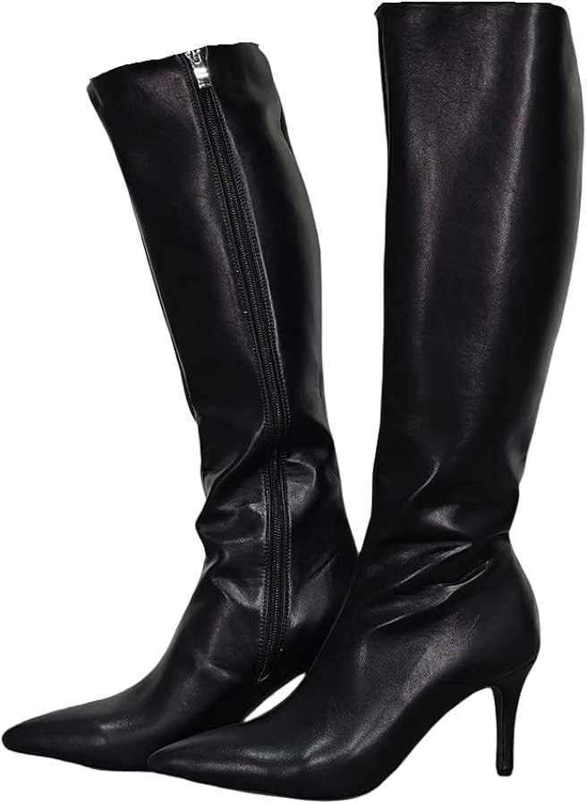 Frankie Hsu Classic Designer Handmade Black Women's Large Big Size Synthetic Leather Kitten Heels... | Amazon (US)