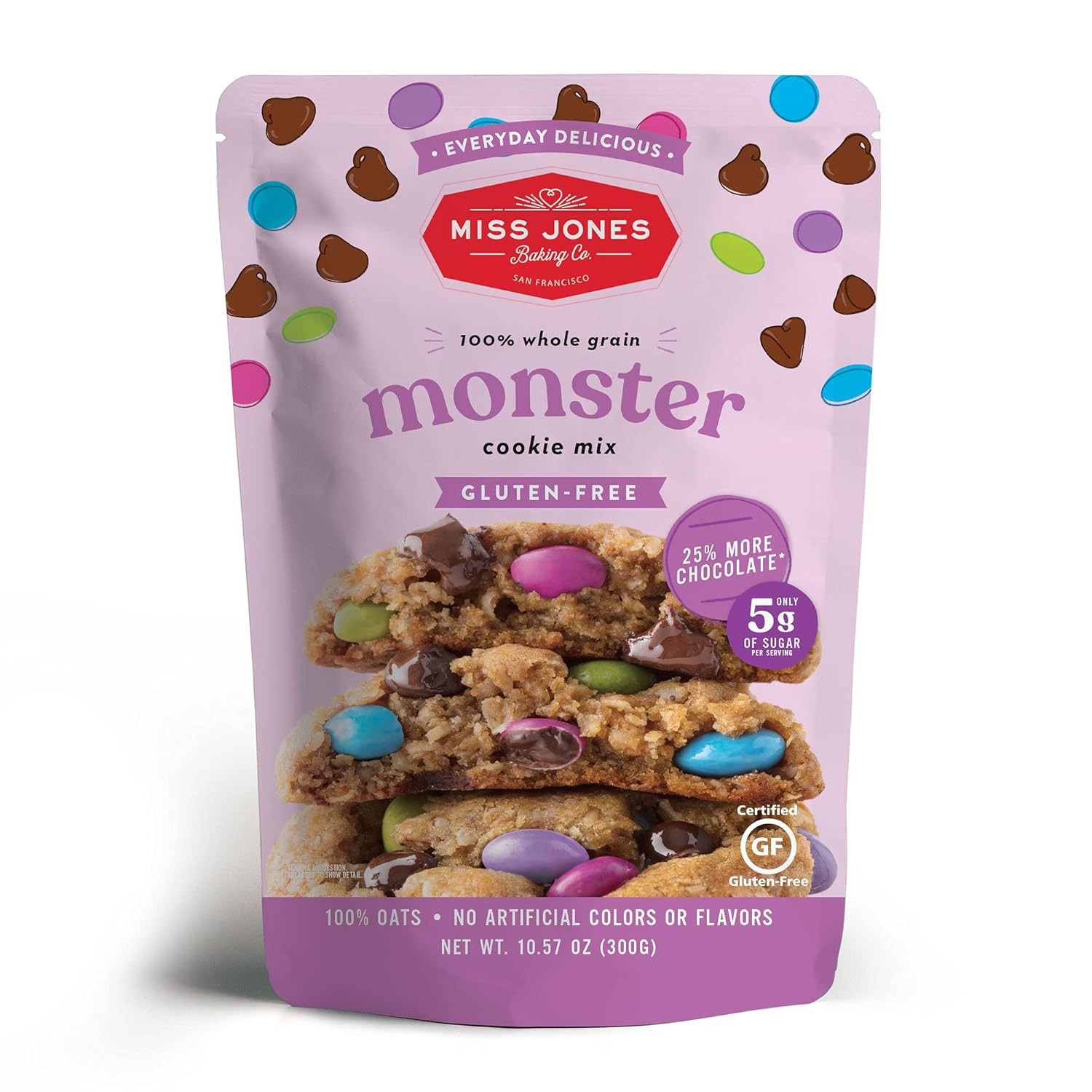Miss Jones Baking Monster Cookie Mix - Certified Gluten Free & Made with 100% Oats, Easy To Bake ... | Amazon (US)
