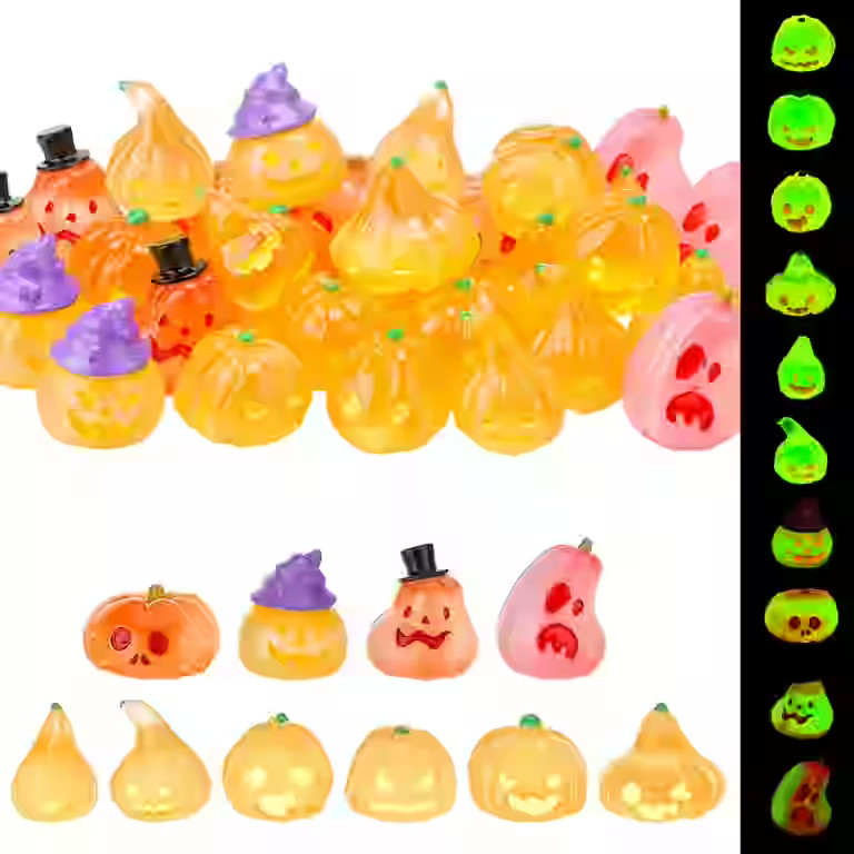 Qweryboo 30 Pcs Luminous Resin Pumpkins for Decorating, Fall Mini Pumpkin Model Miniature for Hal... | Walmart (US)