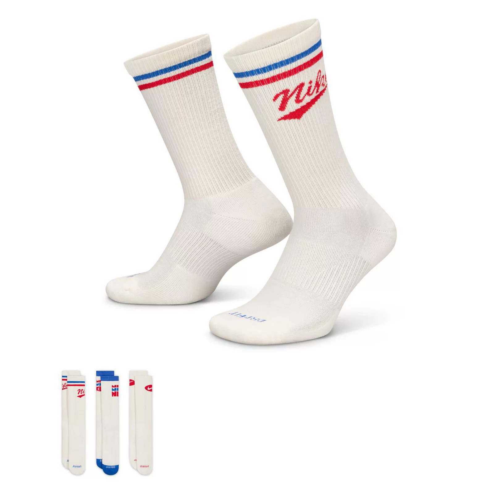 Women's Nike Everyday Plus 3-Pack Crew Socks, Size: Medium, Blue | Kohl's