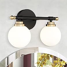 kudos Black and Gold Bathroom Light Fixtures, 2 Lights Bathroom Vanity Light Fixtures Over Mirror... | Amazon (US)