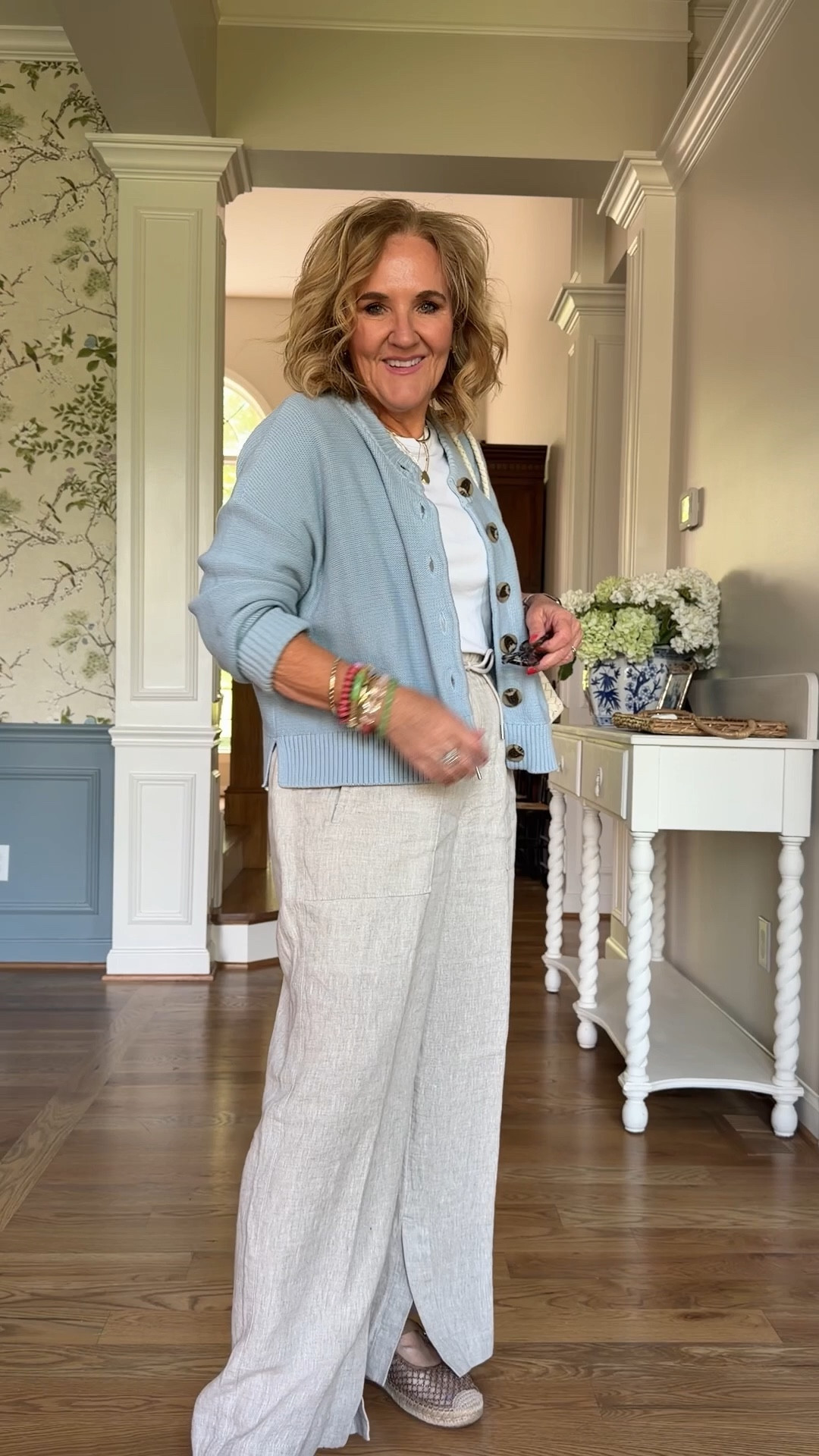 20% off electric picks jewelry code TAKE20
20% off my bracelet stacks code NANETTE20
Sweater size medium 
Pants medium petite on major sale! I recommend any color but white, I like the JCREW pant I’ve linked 
Tee small
Espadrilles true to size

#LTKOver40 #LTKootd #LTKSaleAlert