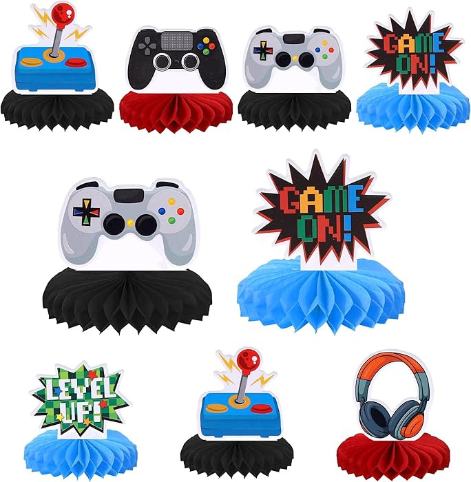 6 PCS Video Game Honeycomb Table Centerpiece Game On Controllers GamePad Table Toppers Centerpiec... | Amazon (US)