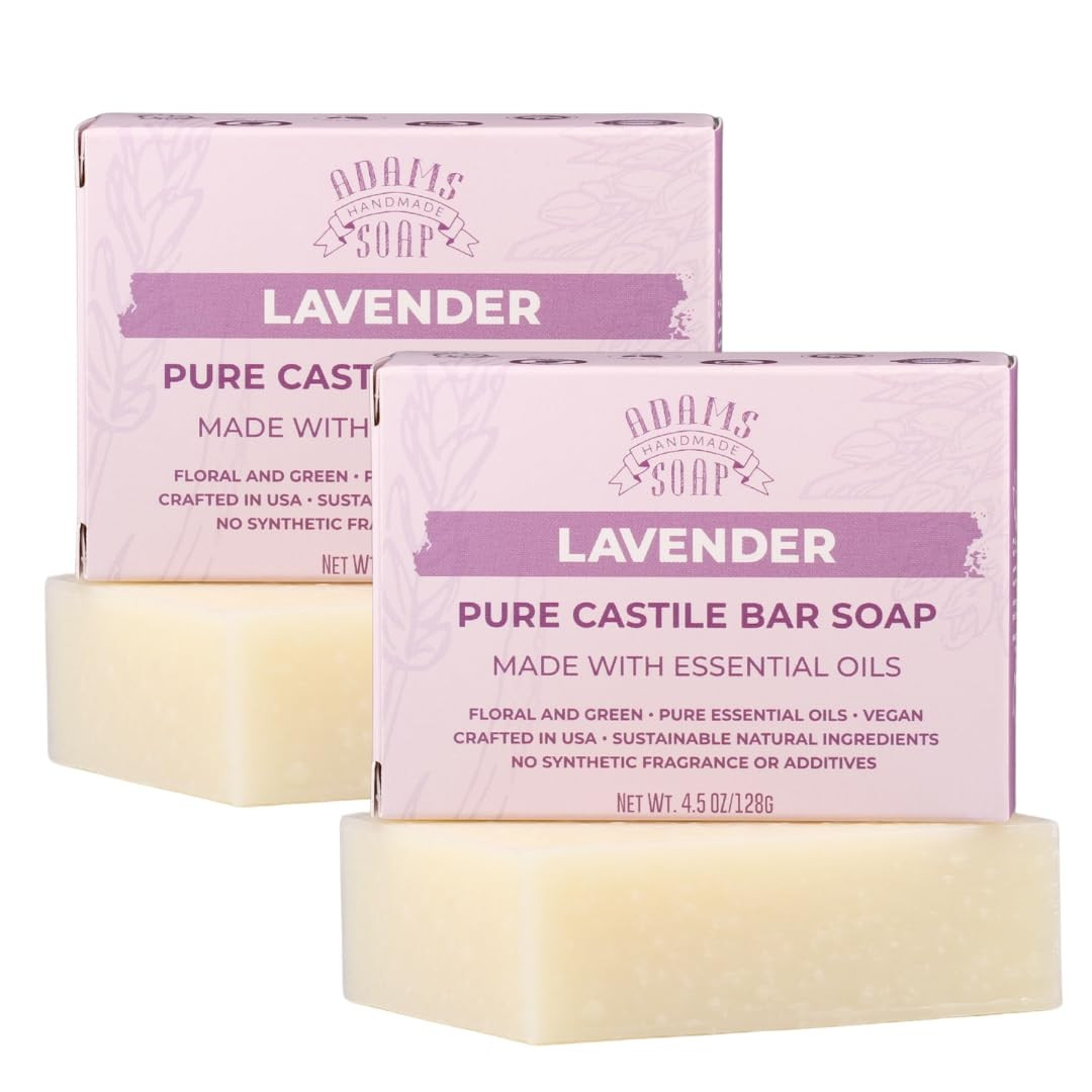 Adams Handmade Soap Lavender Pure Castile Bar Soap – 4.5 oz | Vegan, Cold Process, Essential Oi... | Amazon (US)