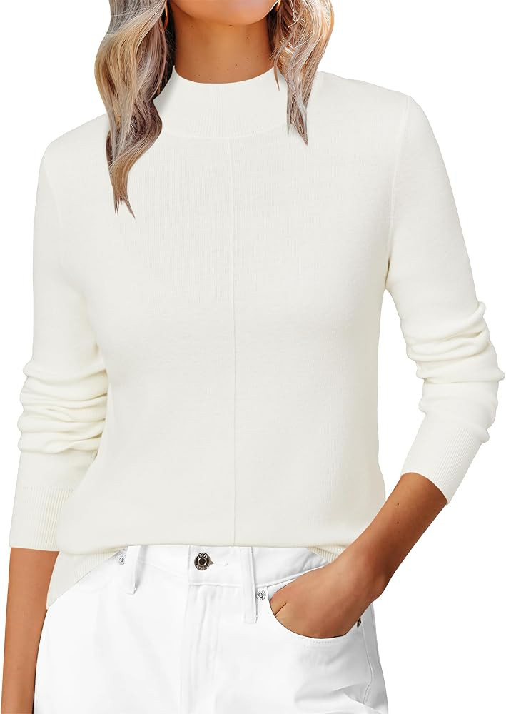 Arach&Cloz Women's Wool Blend Fall Sweaters Mock Neck Business Casual Outfits | Amazon (US)