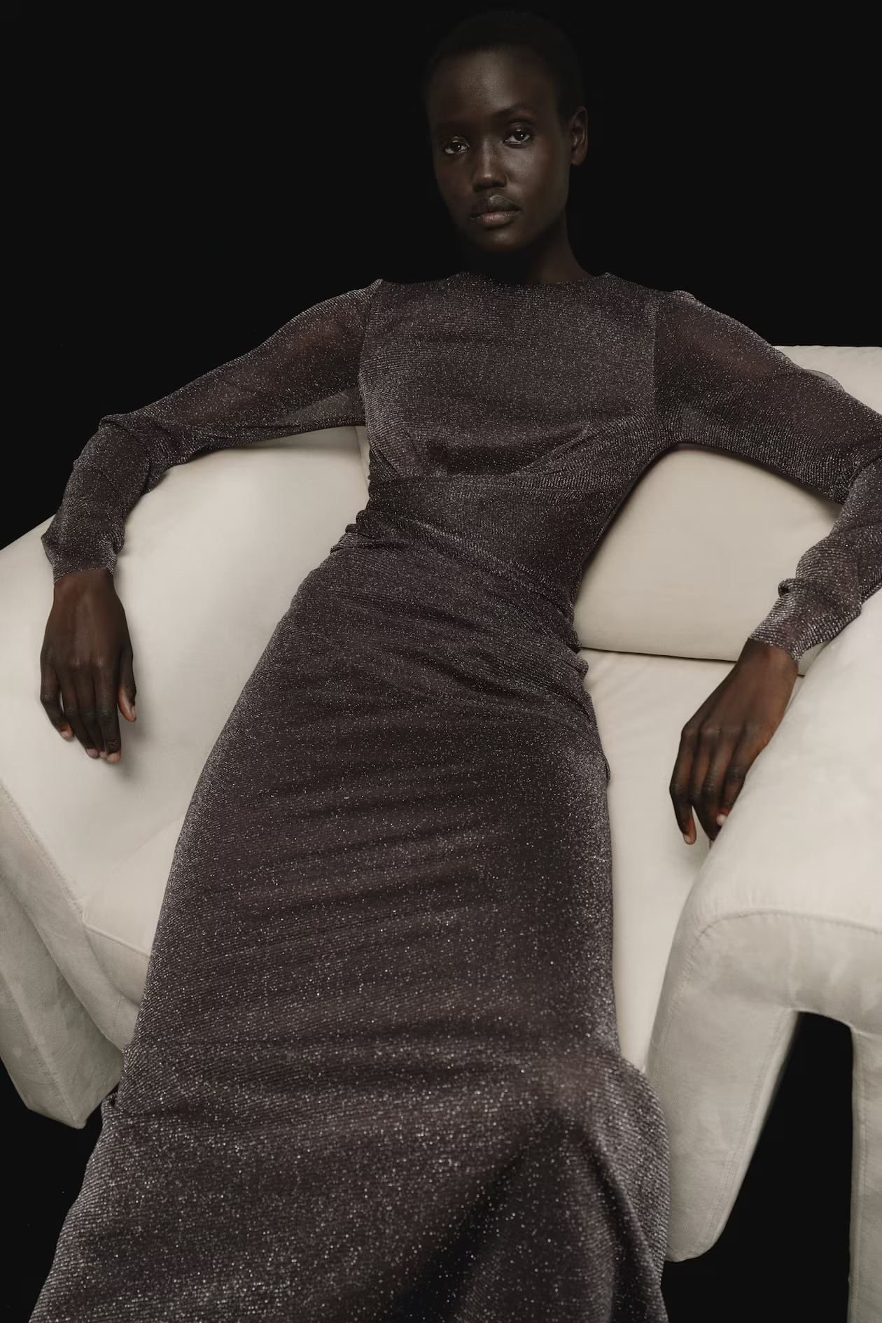 Glittery mesh dress - Dark brown - Ladies | H&M GB | H&M (UK, MY, IN, SG, PH, TW, HK)