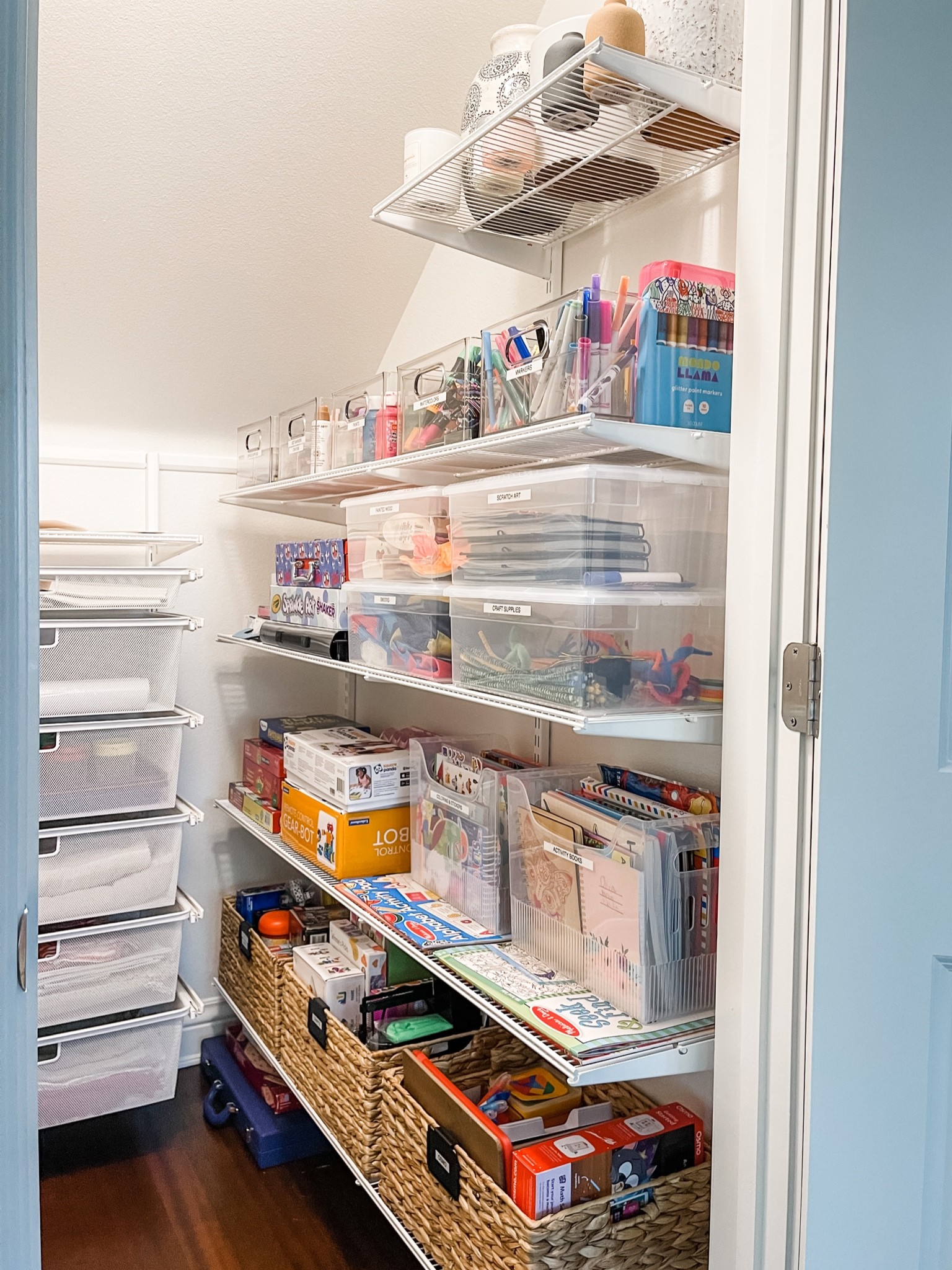 Simply organized under stairs, craft closet! We demoed, painted, installed this Elsa system, and organized this space beautifully for this family!

#LTKhome #LTKfamily #LTKkids