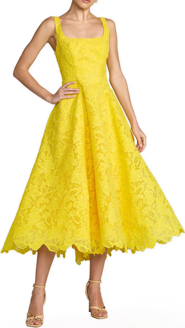 Sleeveless Lace Scoop Neck Midi Dress with Pockets | Nordstrom