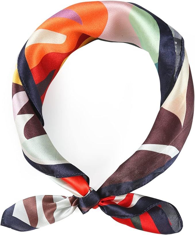 100% Real Mulberry Silk Women Small Square Neck Scarfs 21”Scarf with Gift Paged | Amazon (US)