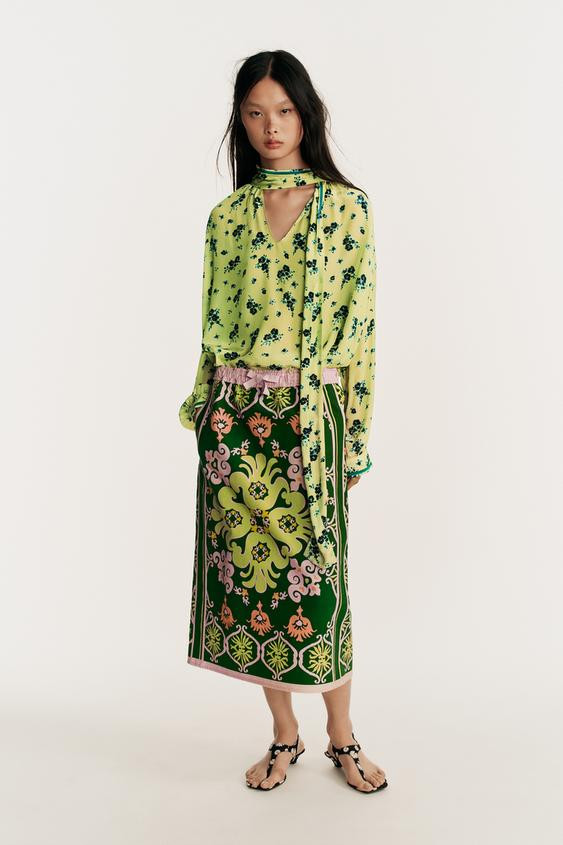 Zara - Limited Edition Printed Tie Shirt - Printed - M - Woman | Zara US