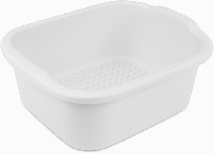 Plastic Wash Tub Dishpan Basin and Foot Bath for Soaking Feet - White | Amazon (US)