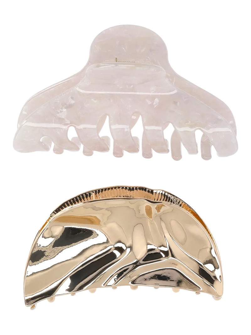 Time and Tru Women's Hair Claw Clips, 2-Pack | Walmart (US)