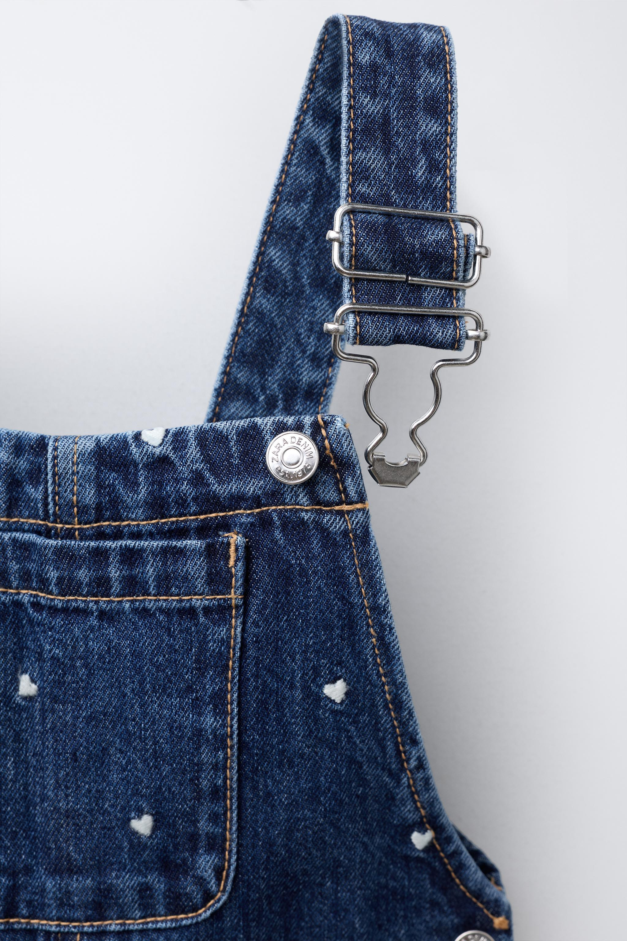 EMBROIDERED HEART DENIM OVERALLS | Zara US
