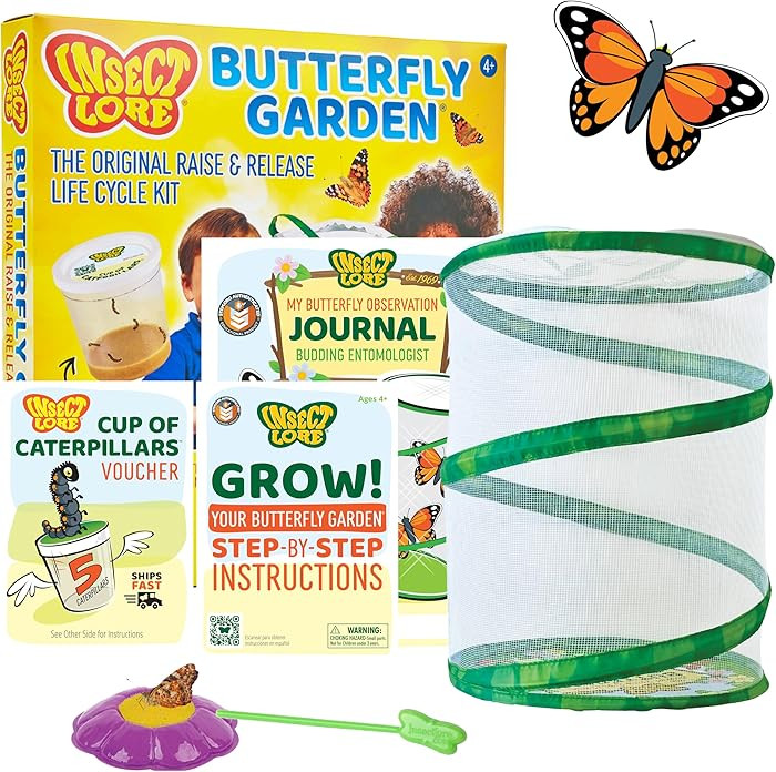 Insect Lore Raise and Release Butterfly Garden Kit – Caterpillar Habitat with redeemable Vouche... | Amazon (US)