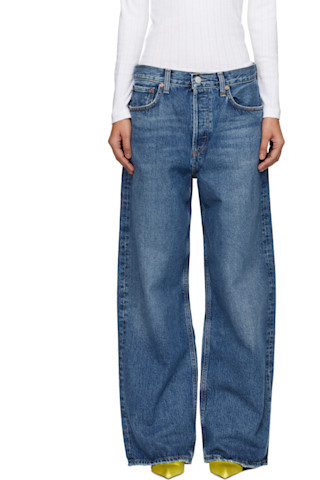 Blue Low Slung Baggy Jeans | SSENSE