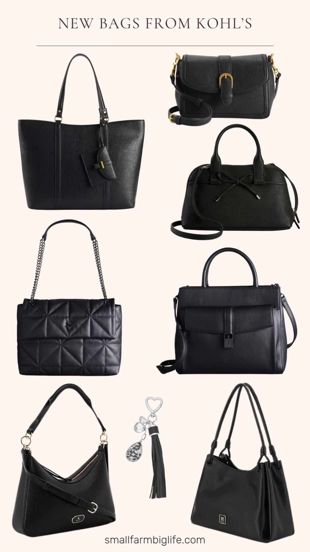 New Bags From Kohl’s 🤍👜
Loving these chic finds! From tote bags, shoulder bags, the perfect black bag, a cute bag charm, and the most versatile crossbody bags. Affordable, stylish, and so easy to pair with any outfit! These would make great gifts too! 

 #LTKOver40 #LTKSaleAlert #LTKFindsUnder50