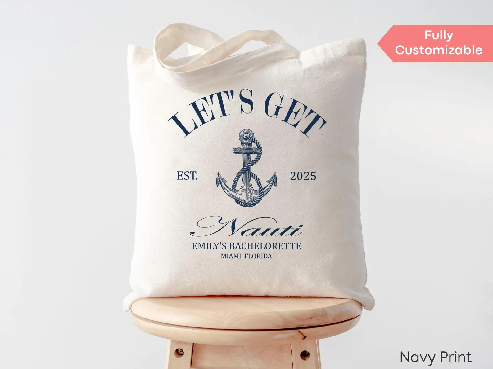 Personalized Let's Get Nauti Bachelorette Party Tote Bag Nautical Bachelorette Bag Cruise Bach Pa... | Etsy (US)