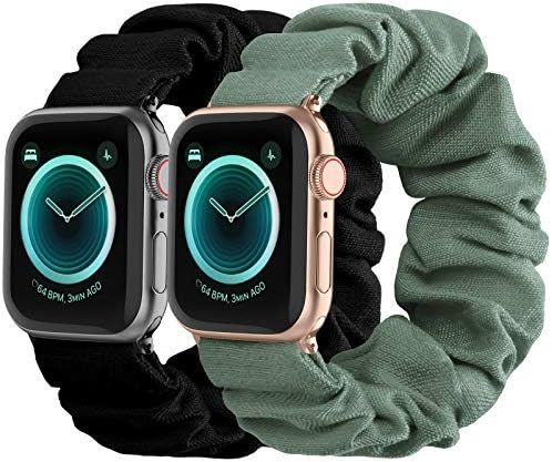 Compatible with Scrunchies Apple Watch Bands 42mm 44mm, Women Cloth Pattern Printed Fabric Wristb... | Amazon (US)