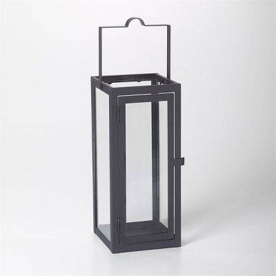 12&#34; Marco Glass Metal Outdoor Lantern with Open Top Black - Smart Living | Target