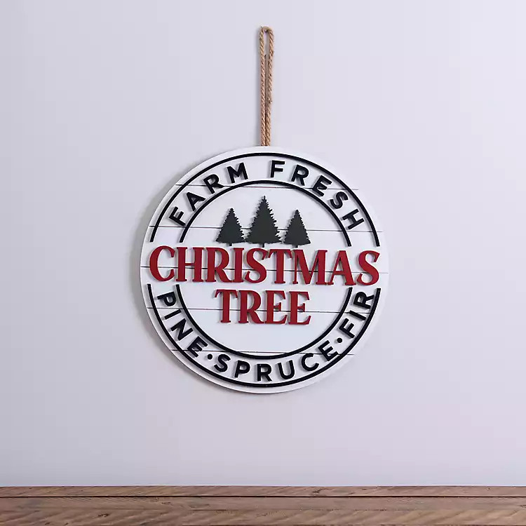 New!Round Farm Fresh Christmas Tree Plaque | Kirkland's Home