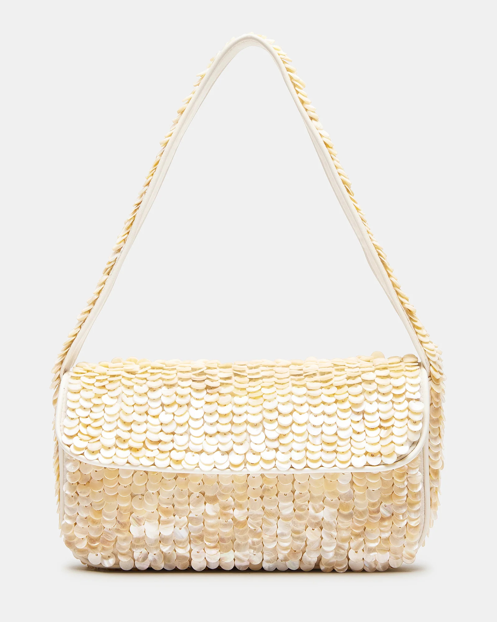 CHARLI Bag Ivory | Women's Shell Embellished Shoulder Bag | Steve Madden (US)
