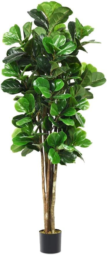 Goplus Fake Fiddle Leaf Fig Tree, 5FT Tall Artificial Tree Greenery Plants in Pots, Decorative Fa... | Amazon (US)