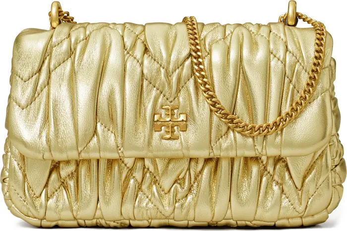 Mini Kira Metallic Ruched Convertible Leather Crossbody Bag | Nordstrom