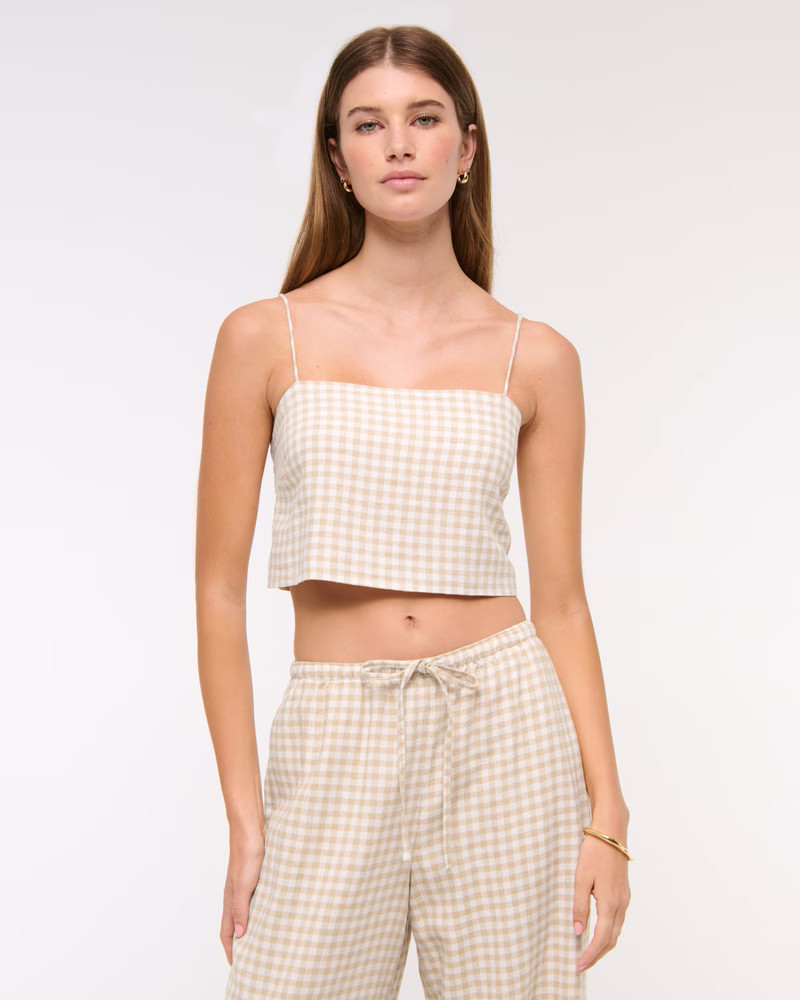 Women's Cropped Linen-Blend Cami | Women's Tops | Abercrombie.com | Abercrombie & Fitch (US)