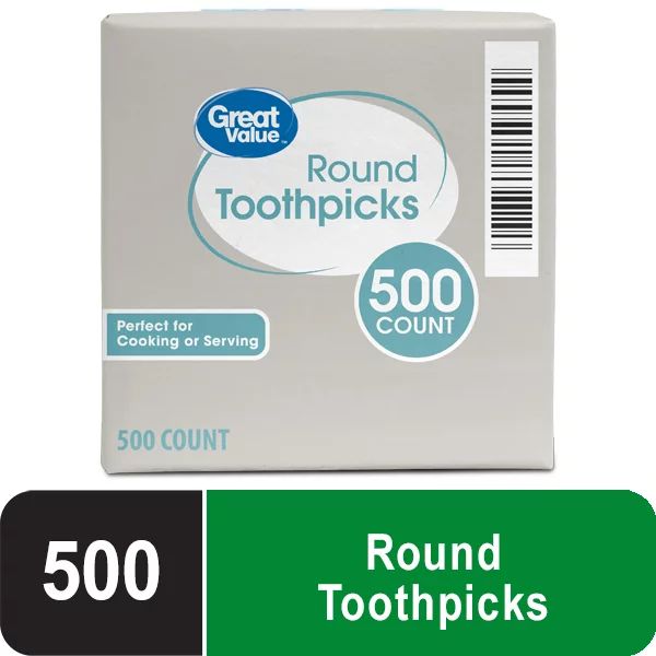 Great Value Classic Round Wood Toothpicks, Toothpick Box, 500 Count - Walmart.com | Walmart (US)