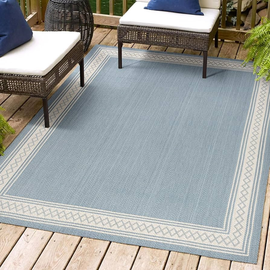 JONATHAN Y SMB207C-3 Lucia Classic Diamond Border Indoor Outdoor Area-Rug, Farmhouse, Traditional... | Amazon (US)