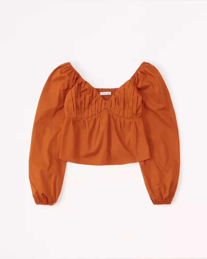 Long-Sleeve Babydoll Poplin Top curated on LTK