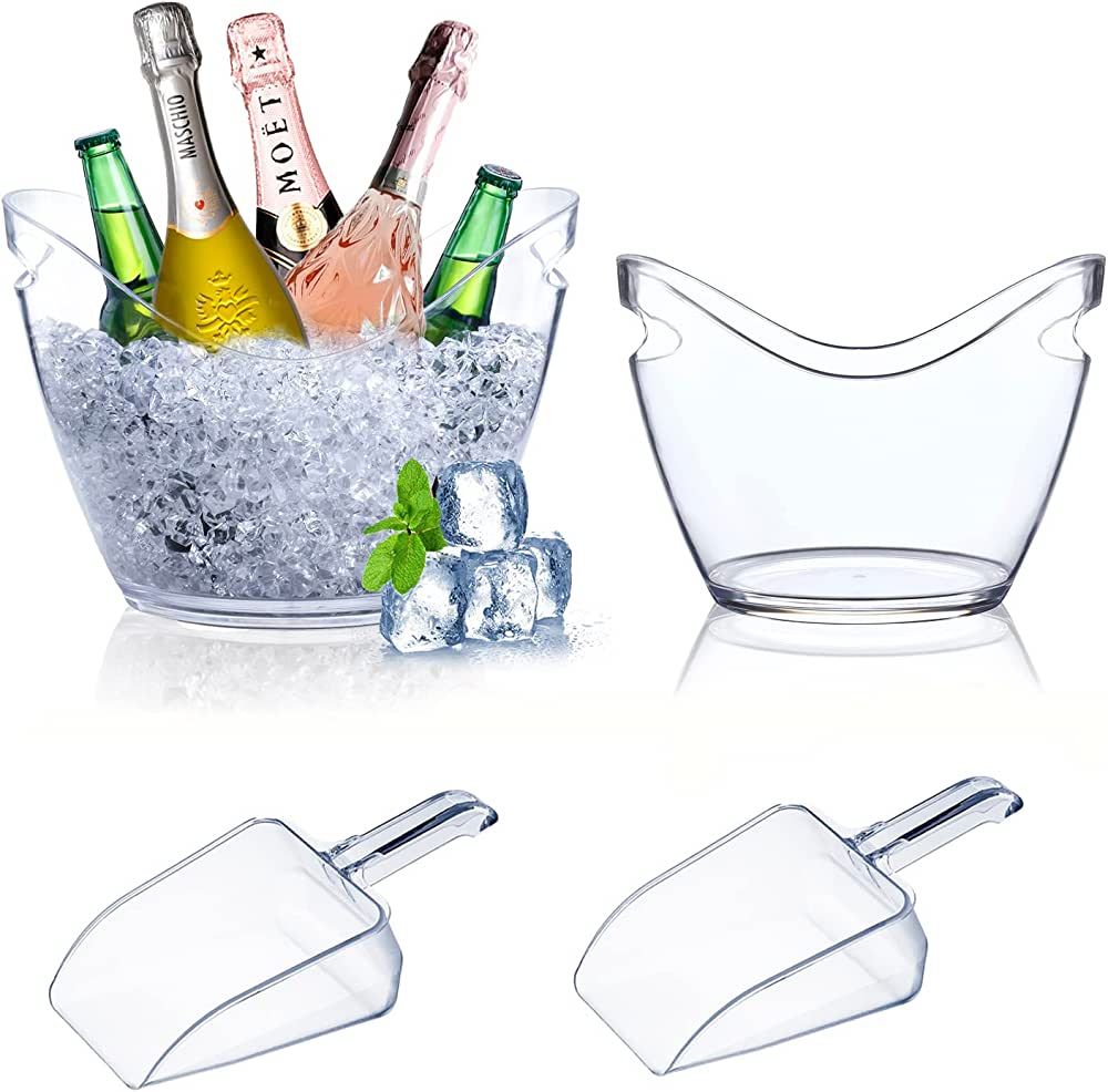 Beverage Tubs for Parties Plastic Ice Bucket for Cocktail Bar Clear Acrylic Wine Bucket with Scoo... | Amazon (US)